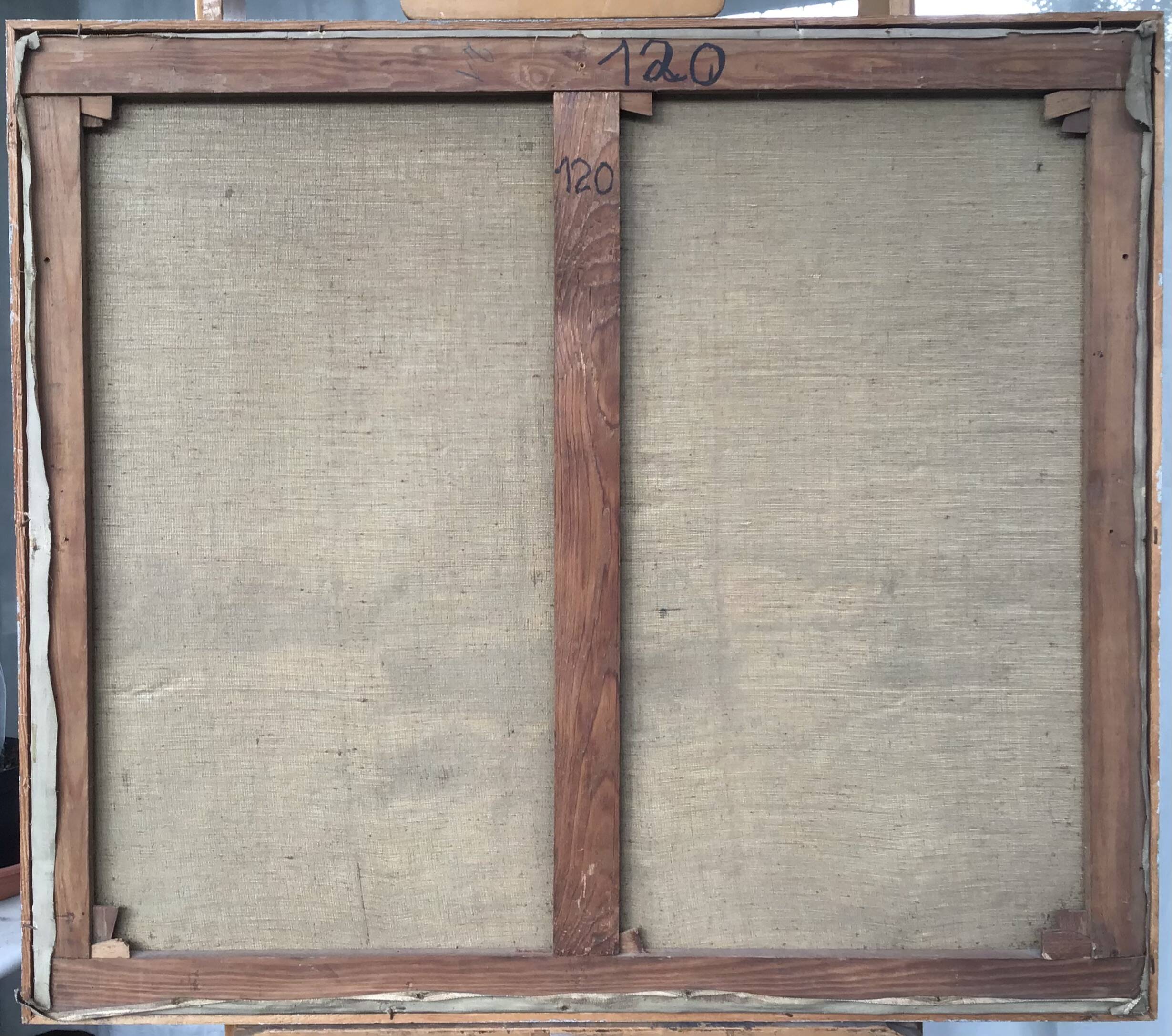 Oil on canvas - “The deck of the trawler returning from fishing” by Lucien Staquet (1911-1989)