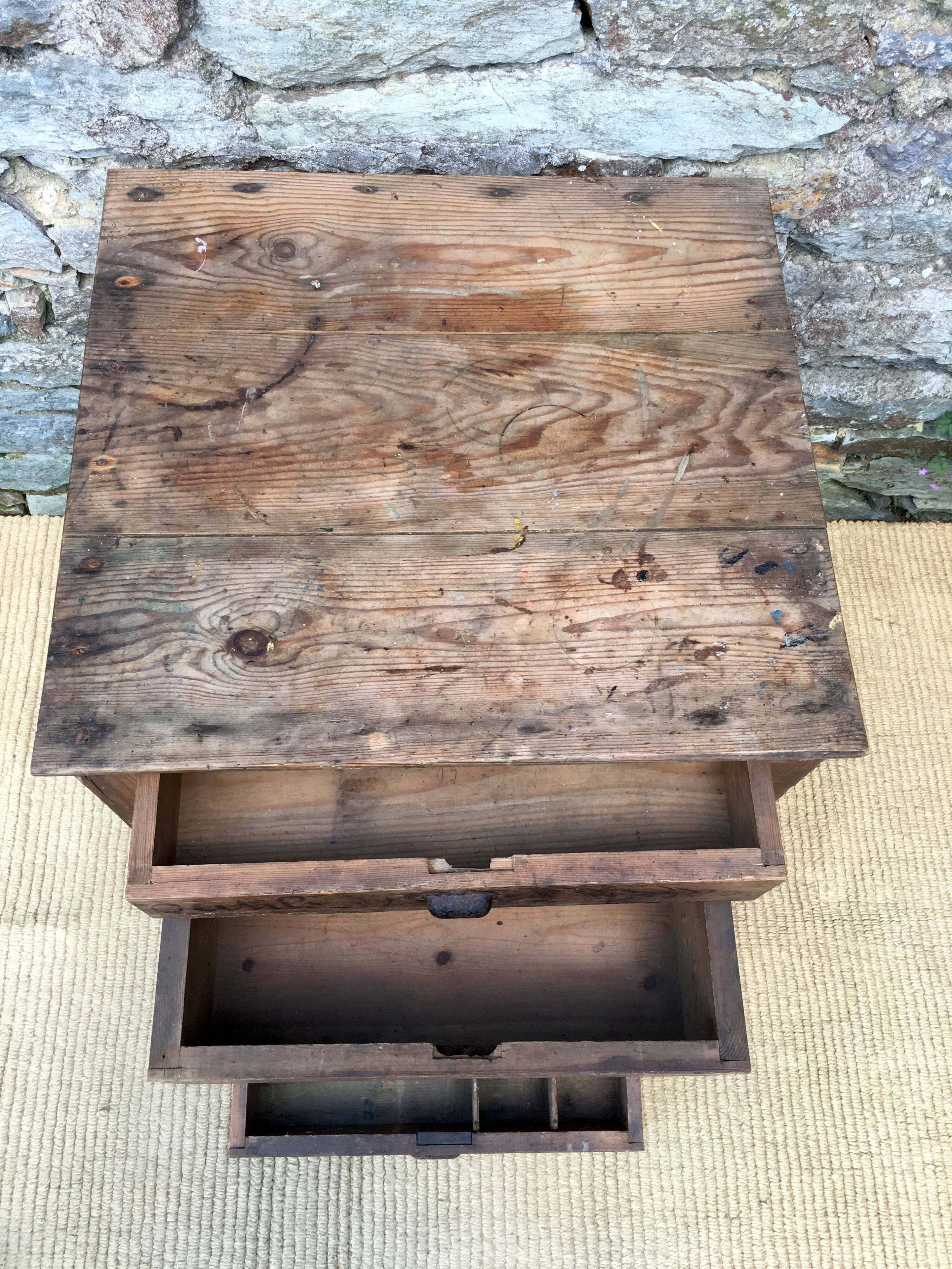 Old wooden workshop cabinet