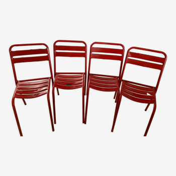 Chaises bistrot en metal rouge 70