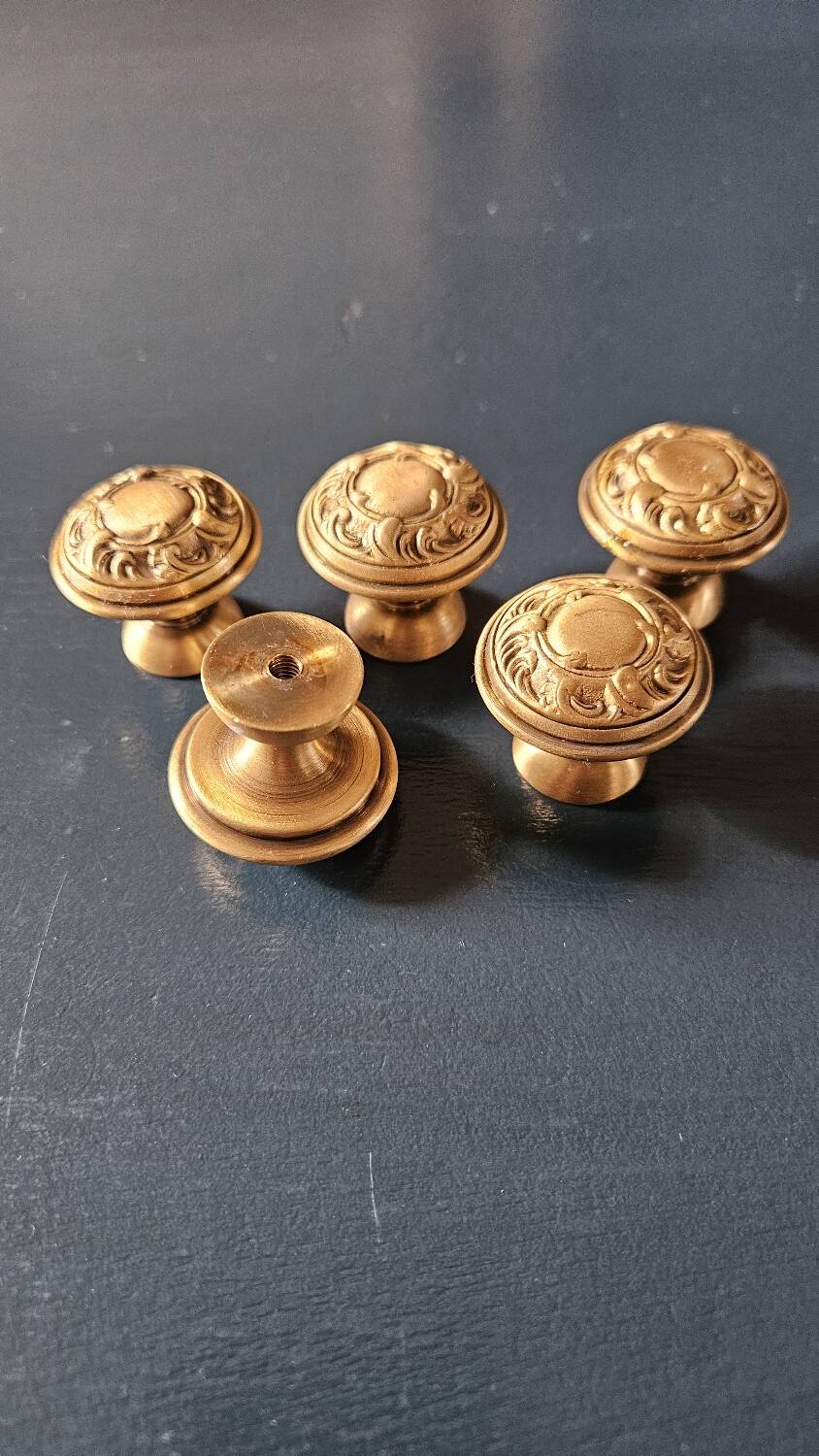 5 brass furniture knobs