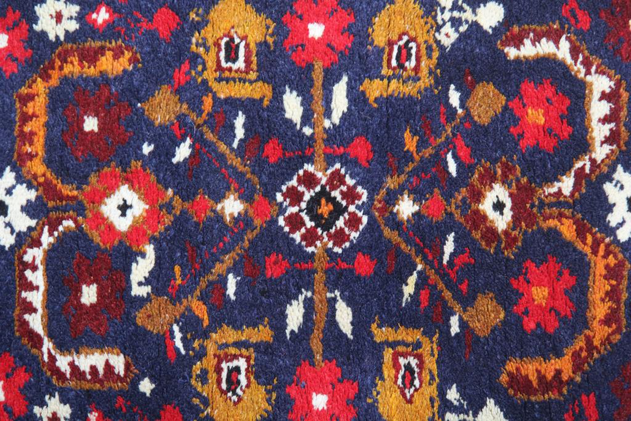 Traditional blue tribal runner rug handmade oriental wool carpet runner 140x215cm