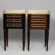 Pair of Mahogany Nightstands with White Carrara Marble in Louis XVI Style