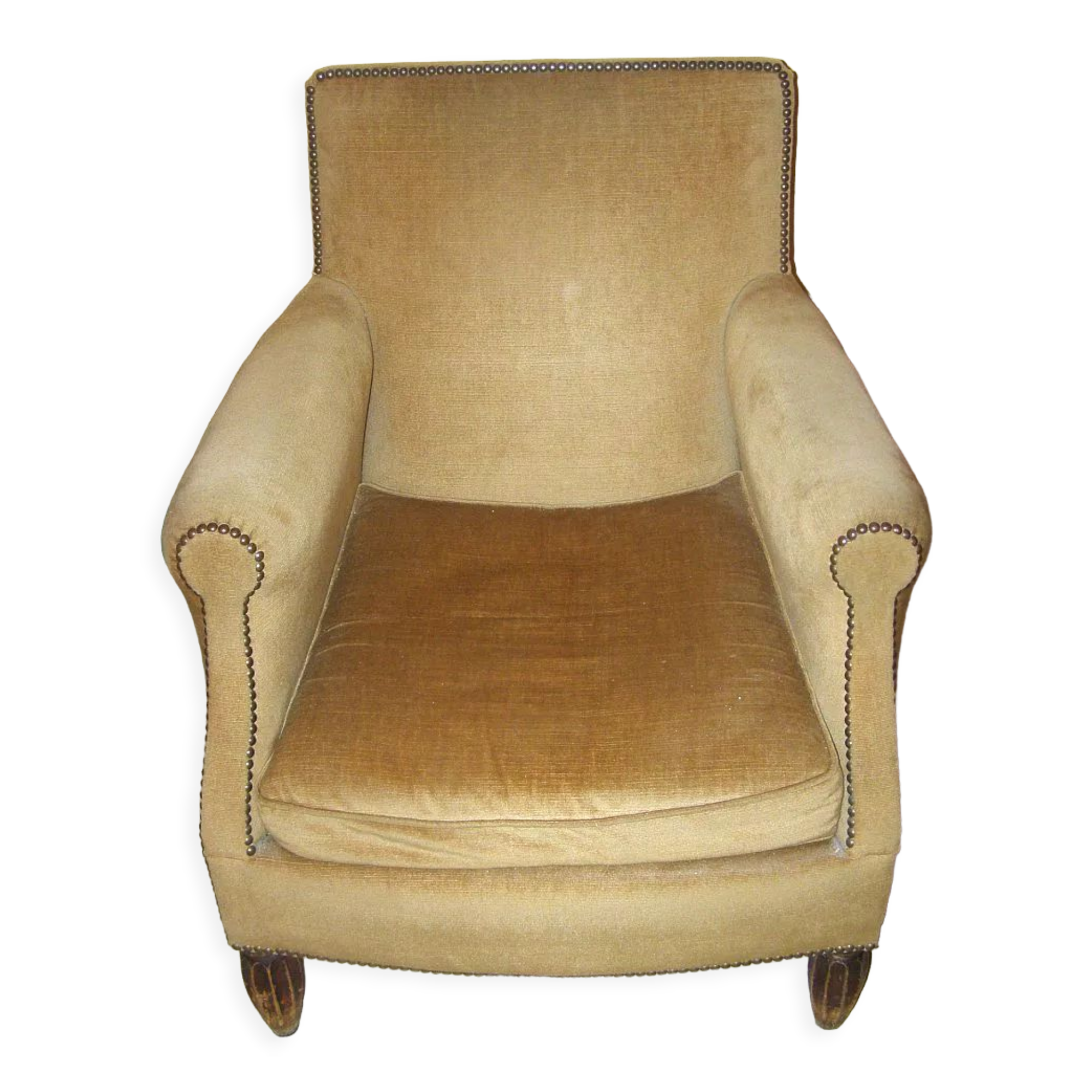 Armchair in solid wood and velvet fabrics