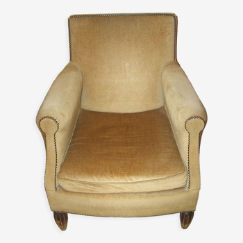 Fauteuil en bois massif et tissus velours