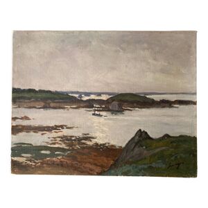 Bréhat huile sur panneau par Lucien