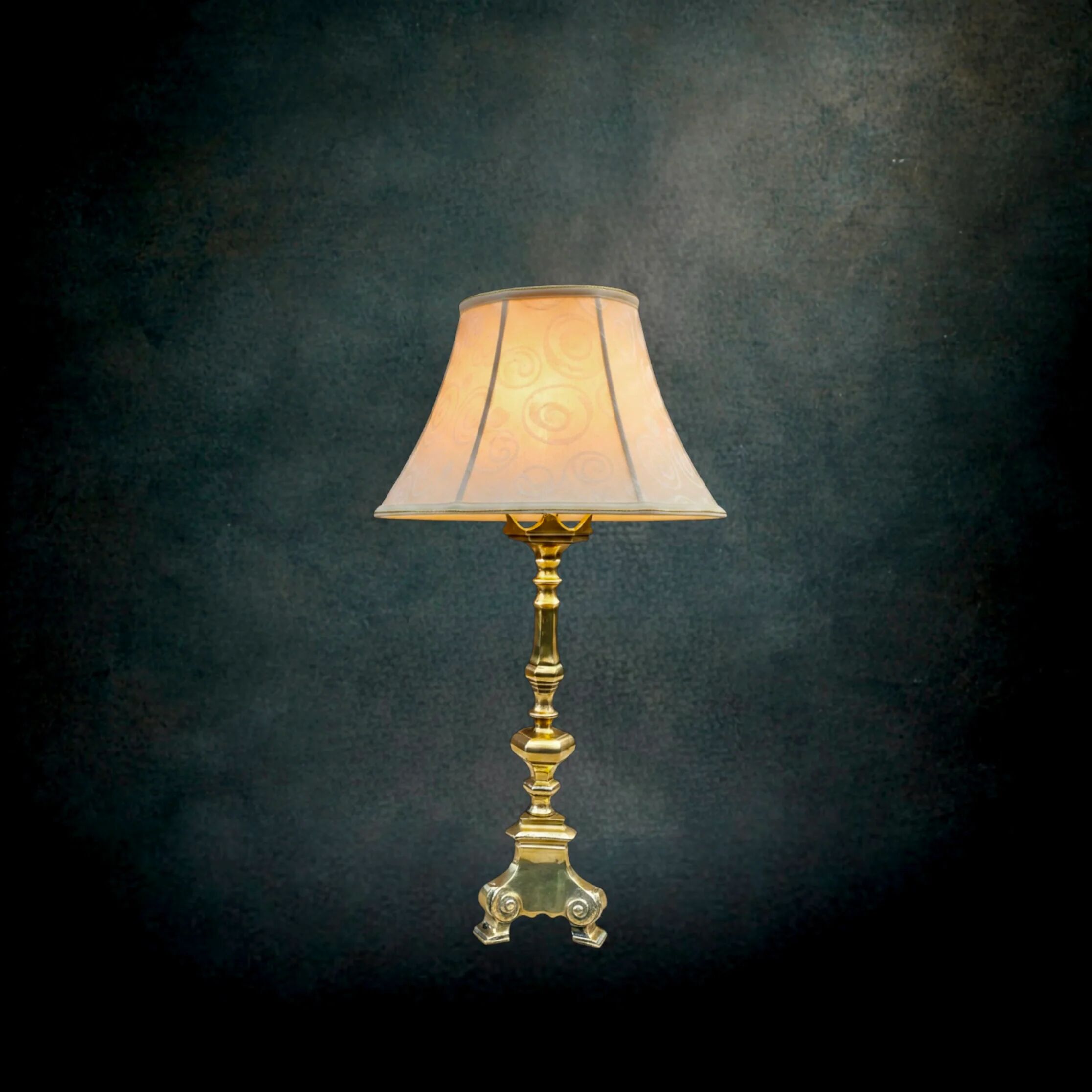 Pied de lampe en laiton massif poli style bougeoir – années 50 60