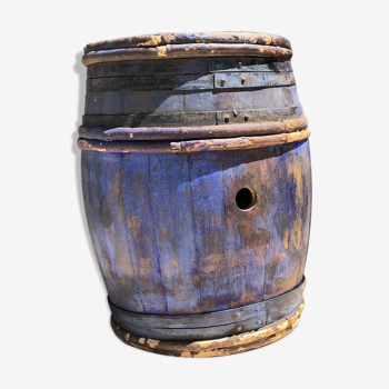 Antique blue wooden barrel