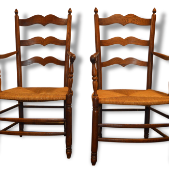 2 country style oak chairs