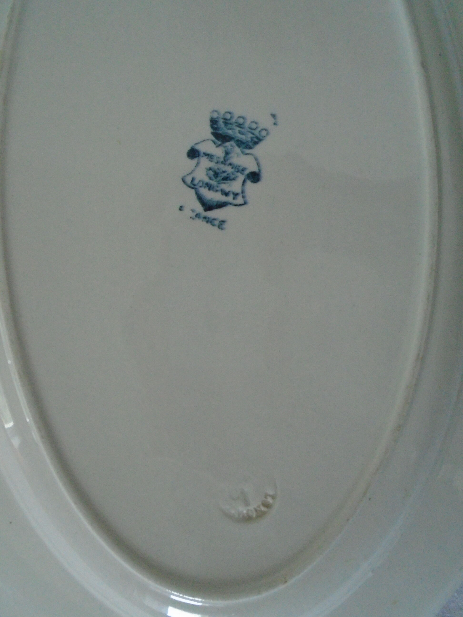 Plat ovale longwy old bird decor - faience flowers