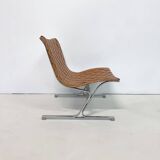 Mid-Century Pair of Lounge Chairs by Ross Littell for ICF, Cognac Leather, Italy, 1970s