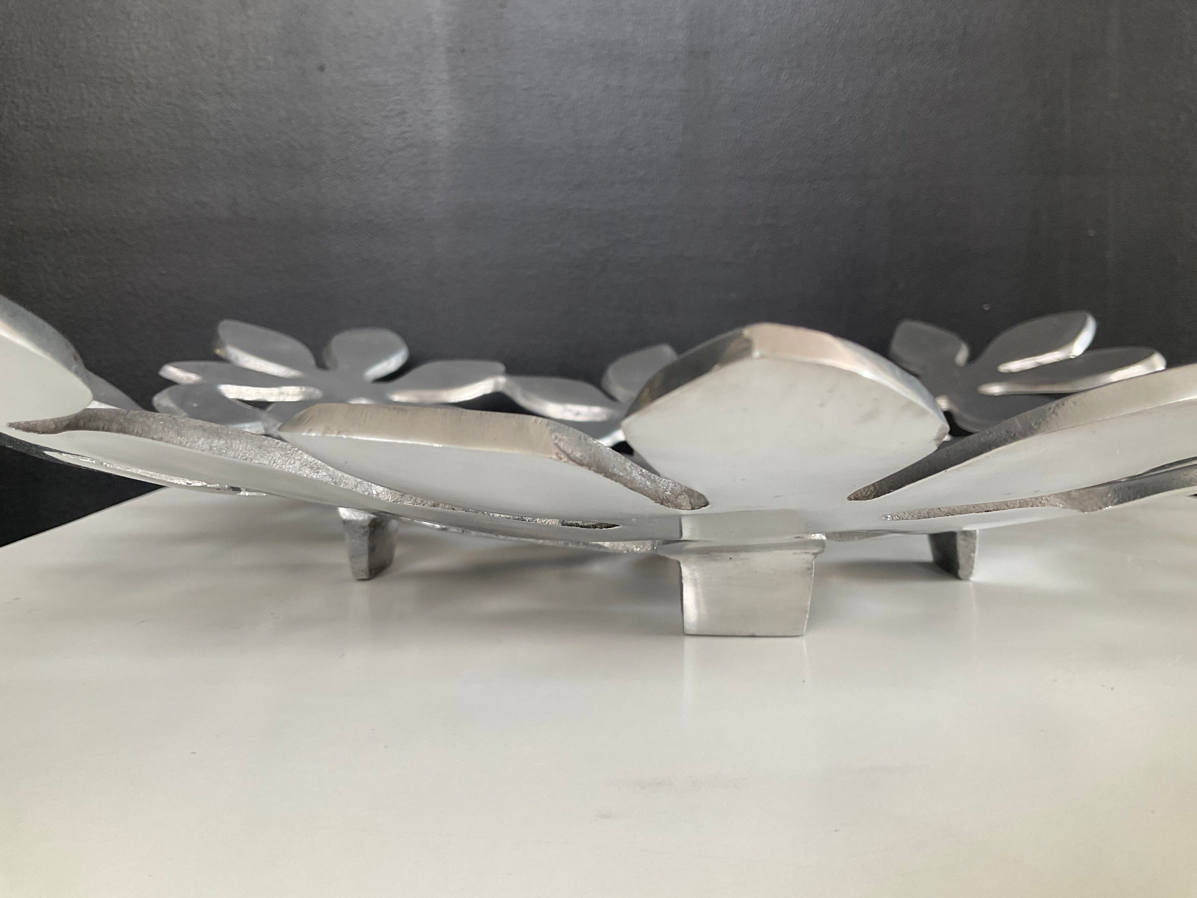 Vintage perforated aluminium cast iron centrepiece