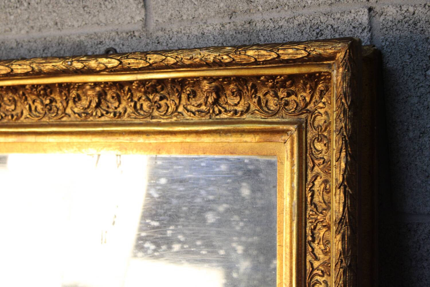 Antique,19th-century, gilt-framed wood wall mirror, Napoleon Ill