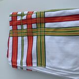 Large rectangular tablecloth with stripes on a vintage white background