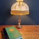 Vintage Gold Brass Table Lamp – Pleated Umbrella Style Lampshade
