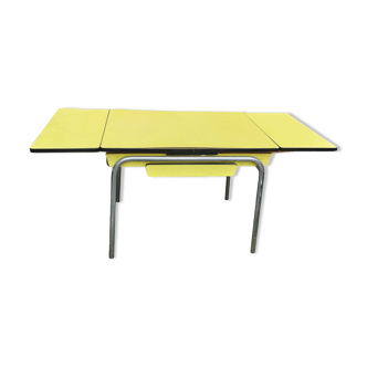 Yellow formica table 60&#39;s 70&#39;s