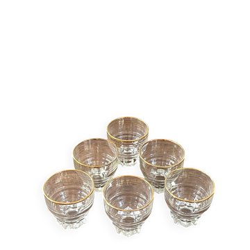Vintage glass tumblers with gold coloured rim, Set of 6