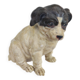Chien en terre cuite peinte