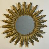 Round wrought iron sun mirror from the 50s, Italy