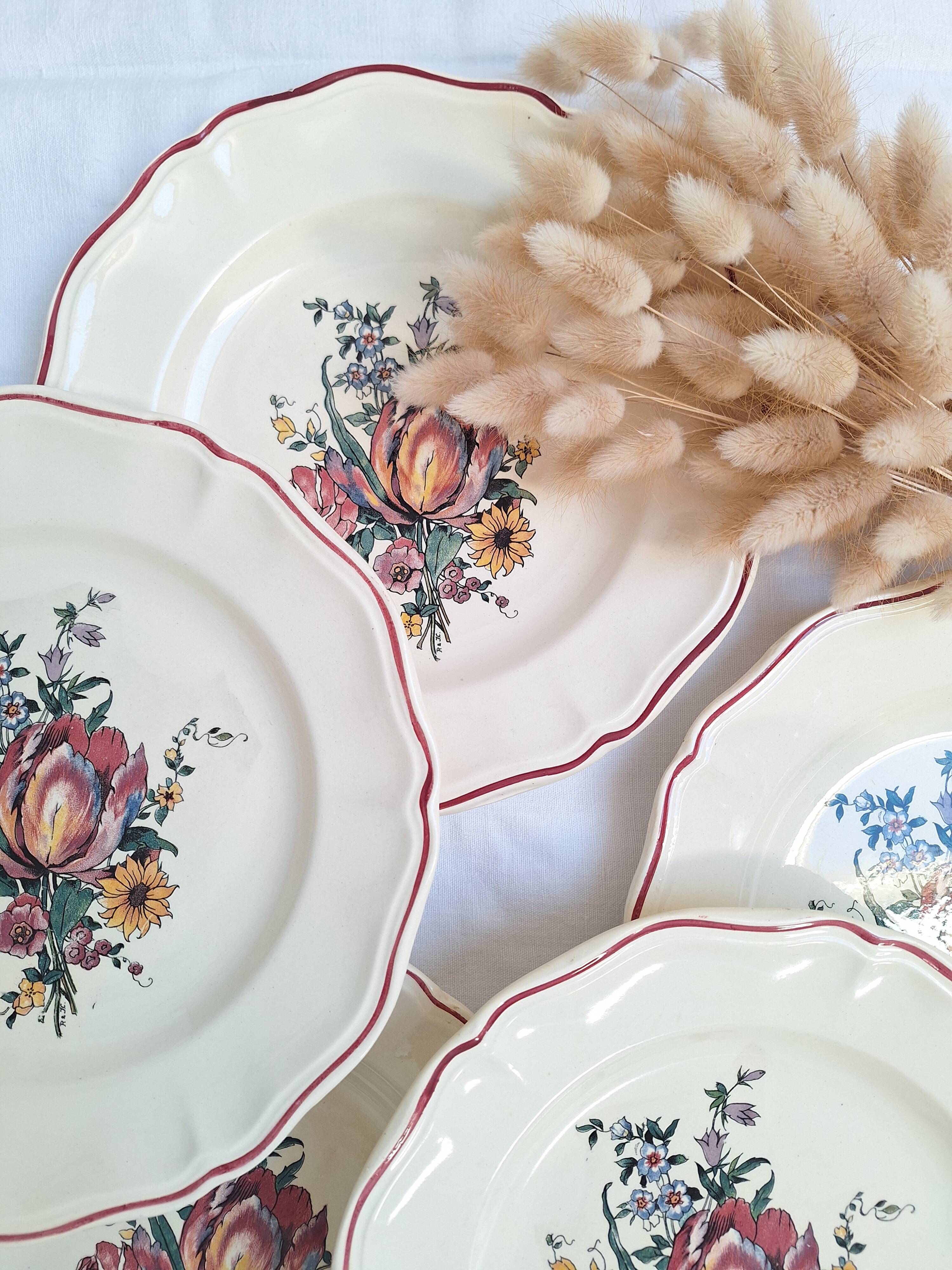 Assiettes plates Digoin Sarreguemines Modèle Lorraine