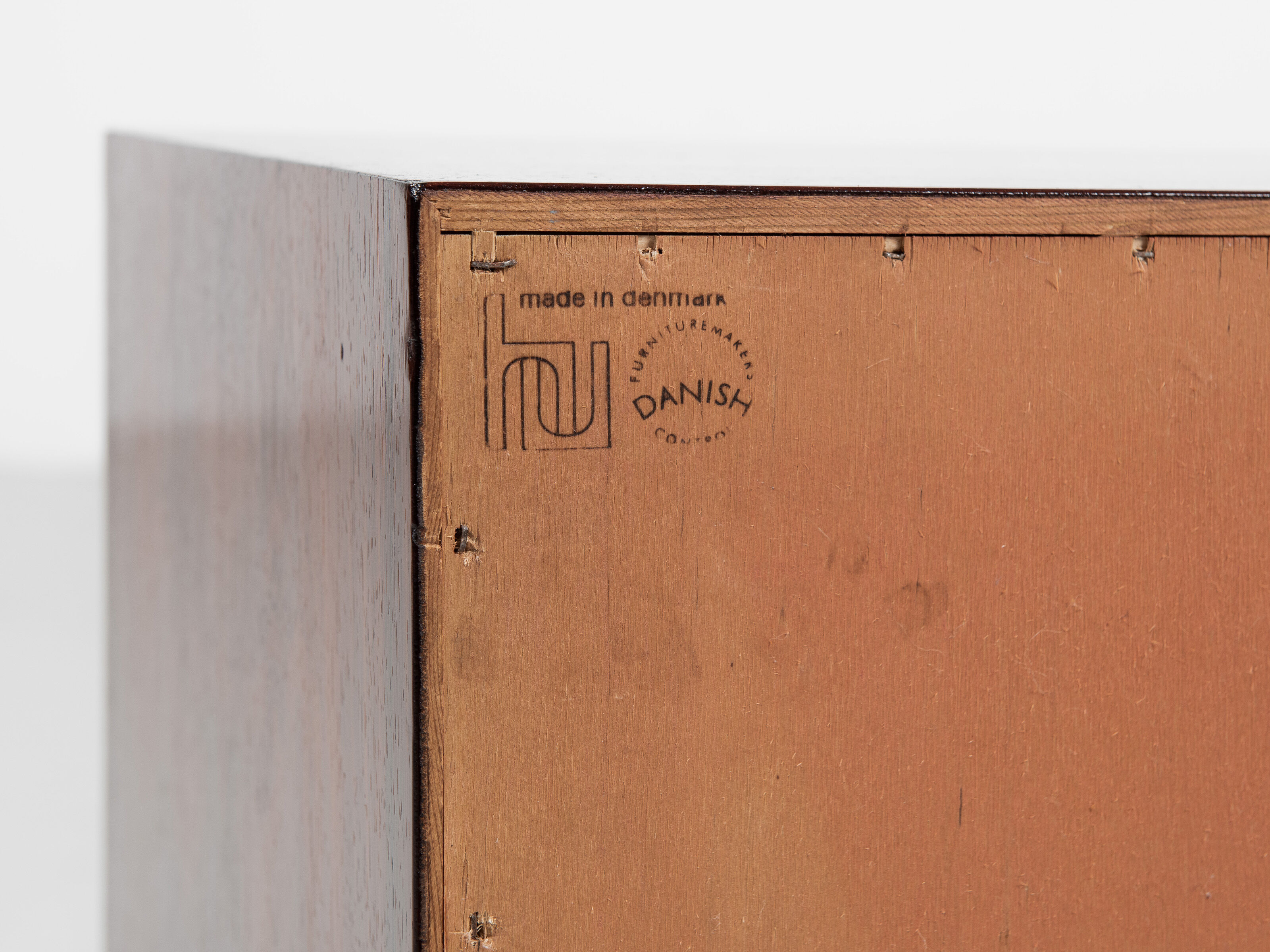 Midcentury Danish low chest of 2x2 drawers in rosewood by Hundevad 1960s