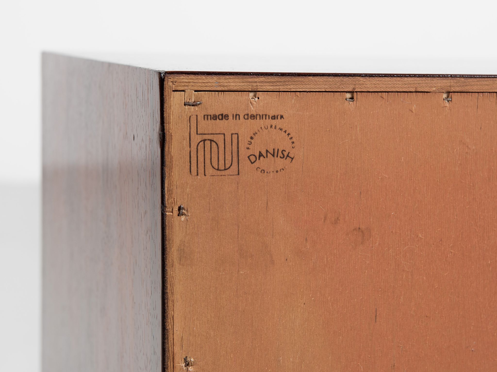 Midcentury Danish low chest of 2x2 drawers in rosewood by Hundevad 1960s