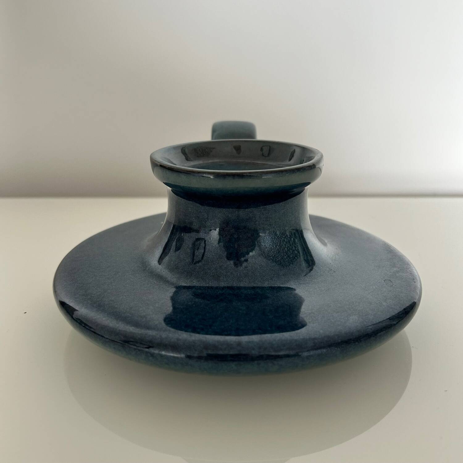 XL blue stoneware candlestick