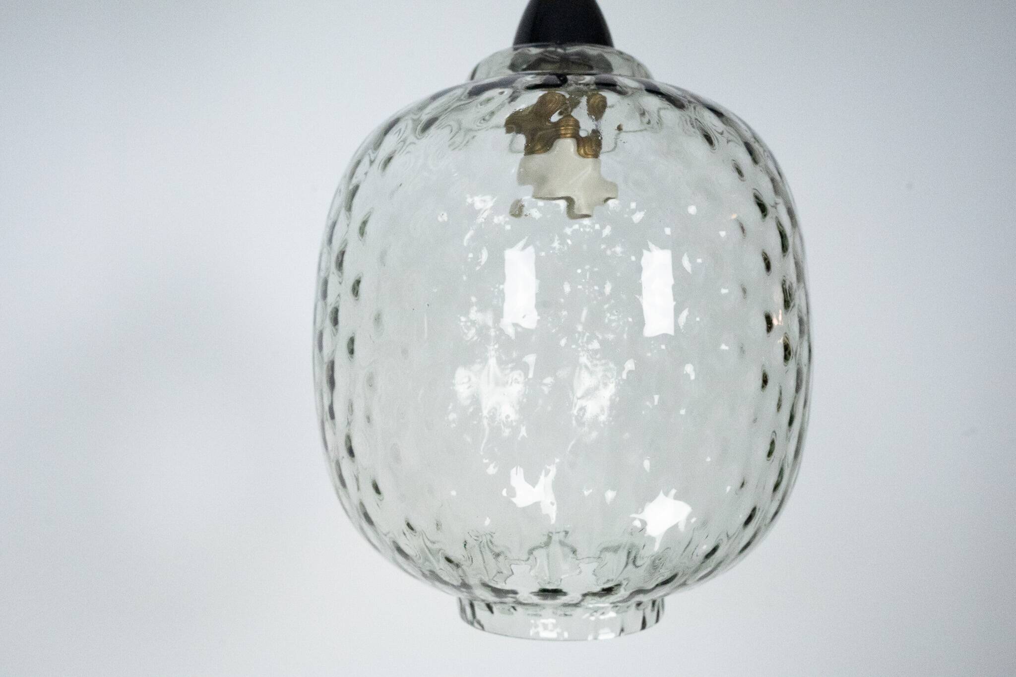 Pair of Mid-Century pendant lamps in smoked Murano glass, Italy, 1950s