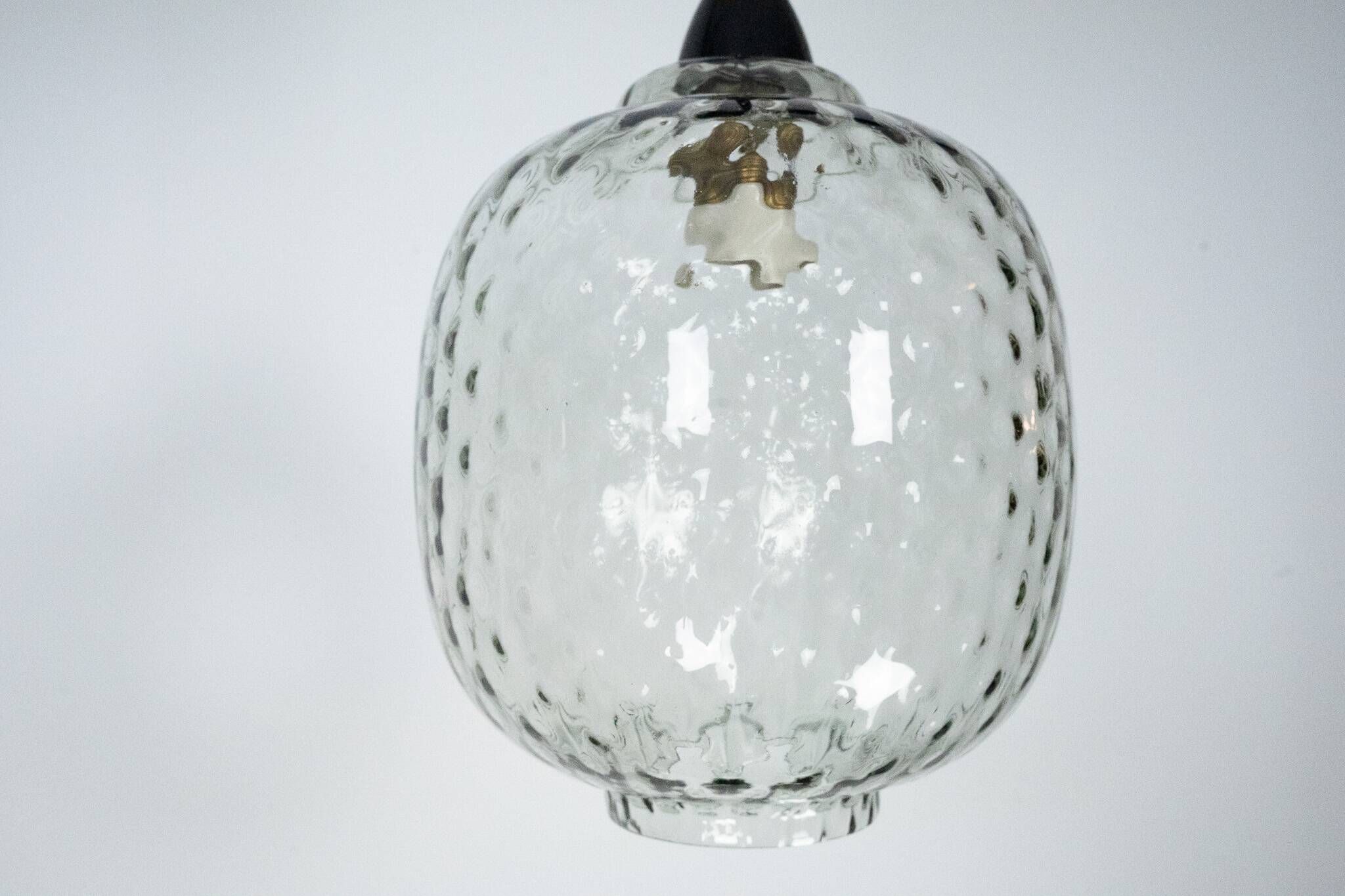 Pair of Mid-Century pendant lamps in smoked Murano glass, Italy, 1950s