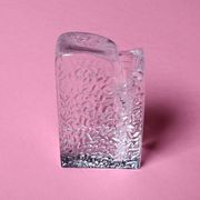 Mid-century Single Flower Textured Glass Block Bud Vase / Germany / 1960s