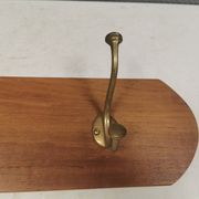Coat rack in teak and brass. Denmark 1970-80s