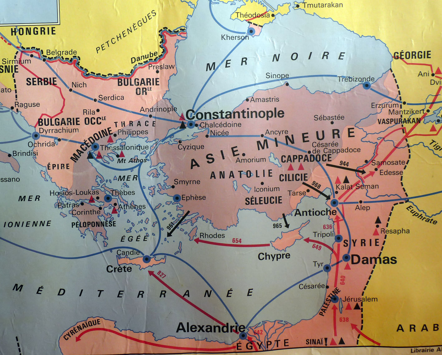School map post vintage Byzantine Empire