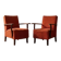Paire de fauteuils vintage des années 50 avec accoudoirs en bois, Tchécoslovaquie, 72 × 61 × 82 cm