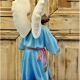 Large altar angel 42.5 cm plaster church statue sulphide eyes XIX
