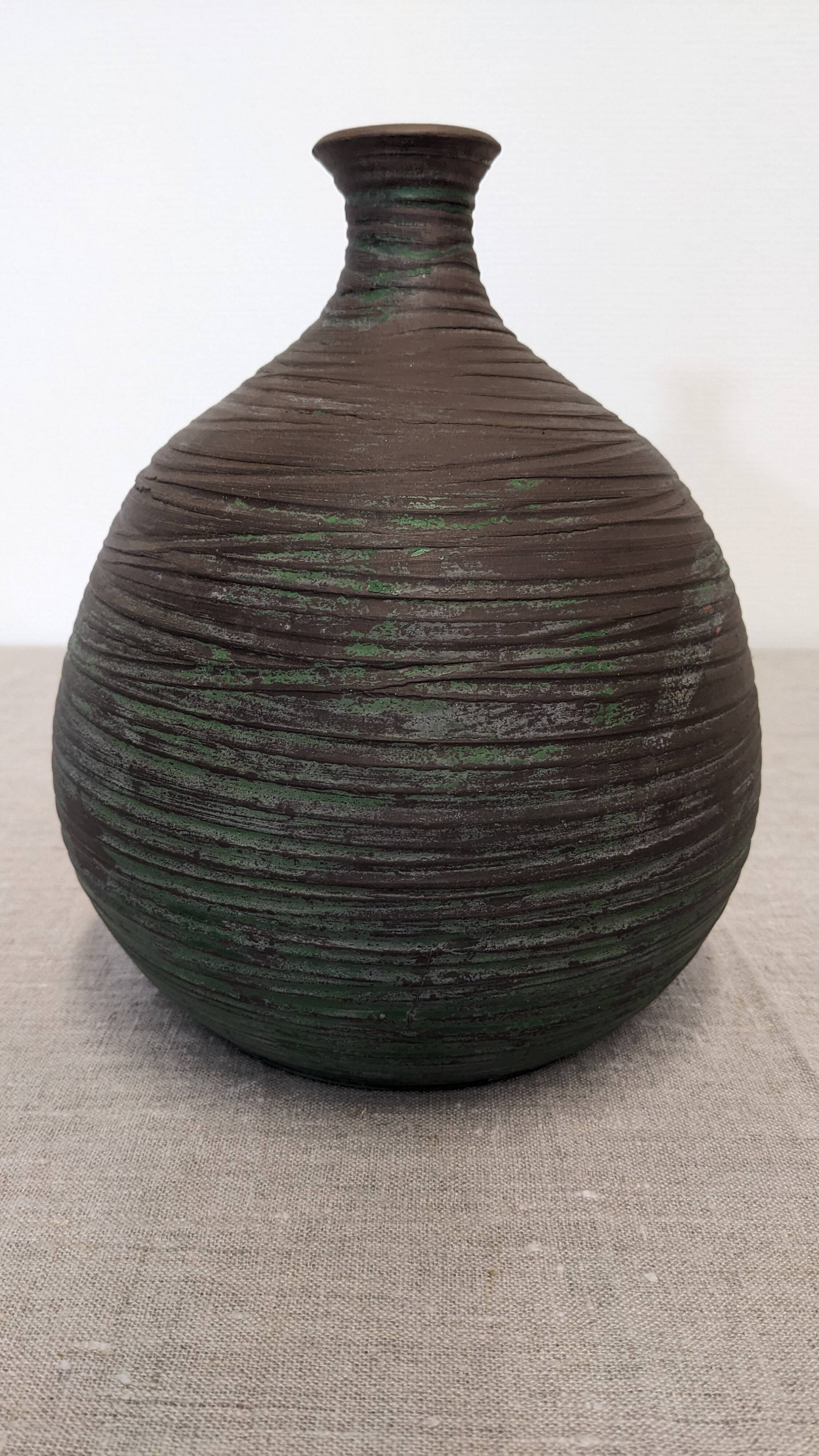 Vase boule Accolay en grès émaillé des années 50/60