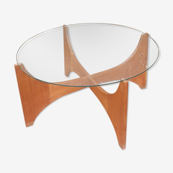 Teak coffee table and Scandinavian style glass