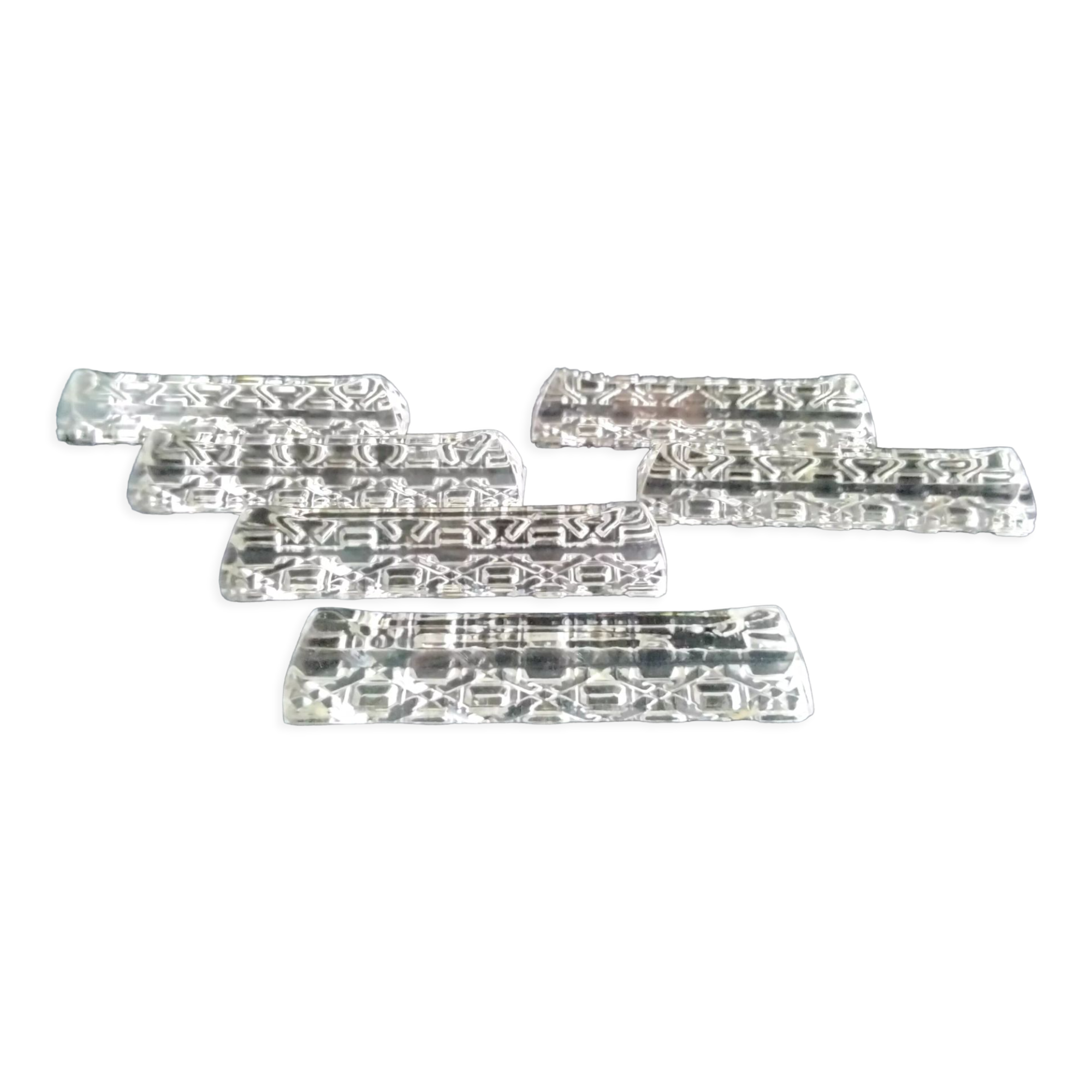 Set of 6 Lead Crystal Knife Holder Triangular Shape