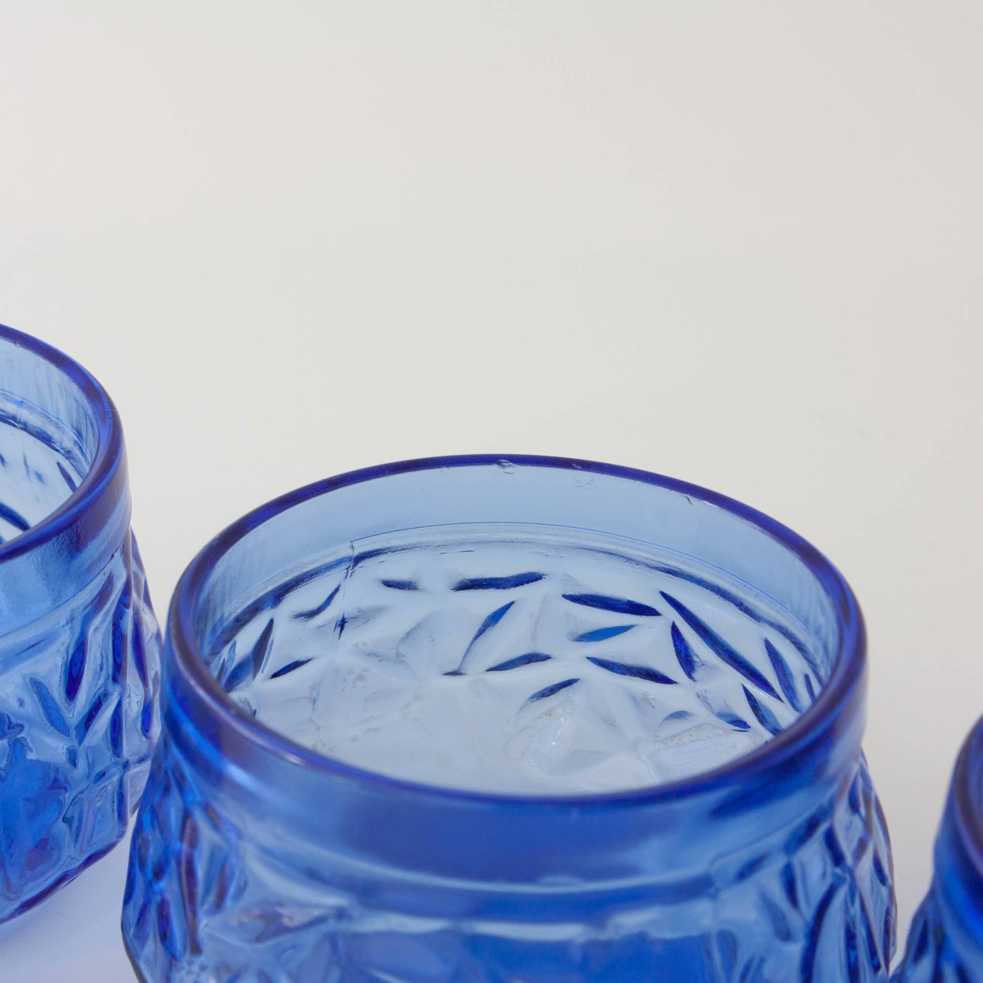 Set of 3 Vintage IVIMA Blue Glass Dessert Bowls, 1960s