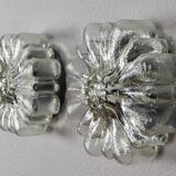 Mid Century Modern Germany Cut Glass Flush Mount Set 60s Bubble Flower Set