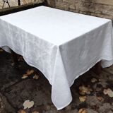 Nappe damassée ancienne à décors floraux 1,73 x 2,15 m