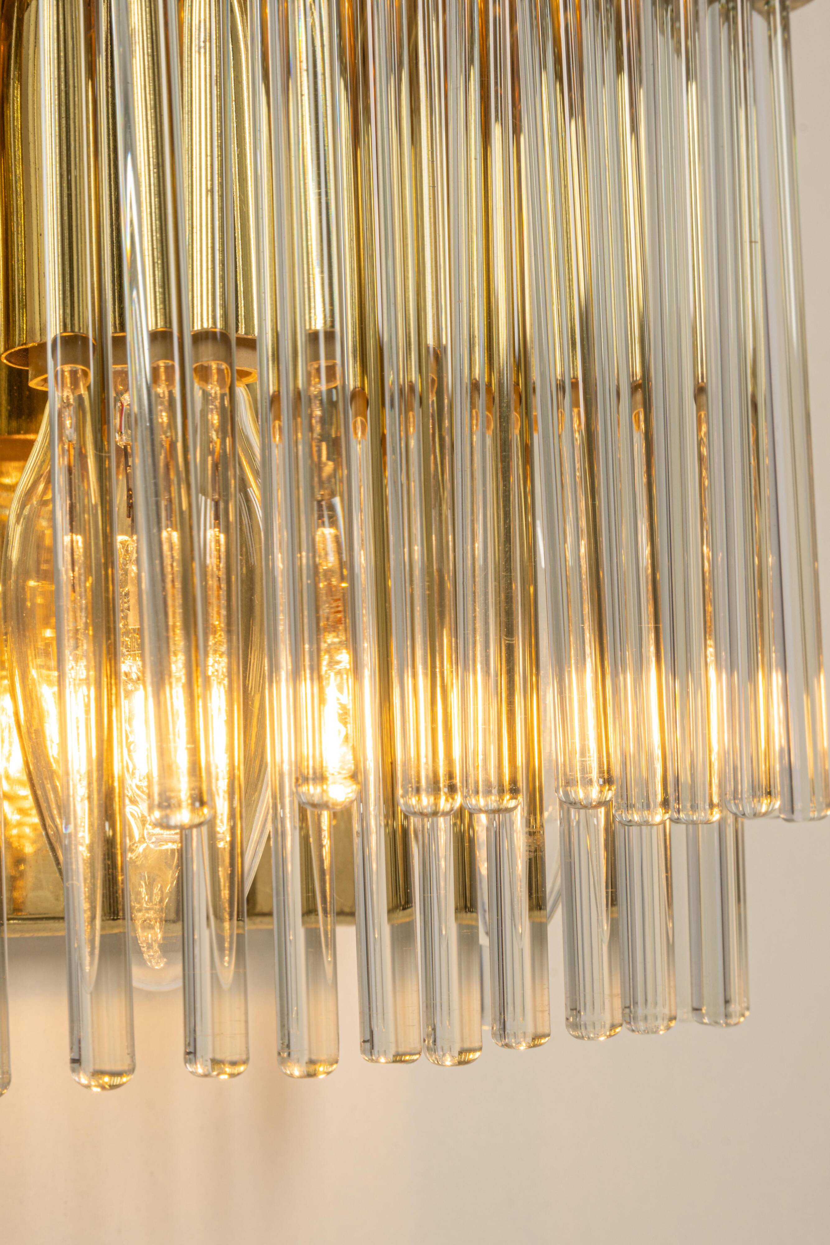 Pairs of wonderful wall lights with crystal rods, Italy, 1970s.