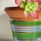Pair of VINTAGE Silkscreened Glass Plant Pots
