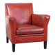 Fauteuil peint en rouge en cuir de mouton