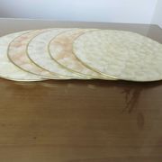 Set of 5 under-plates in mother-of-pearl and brass 70s