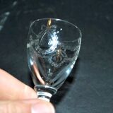 Set of 6 old acid-etched liqueur glasses - decoration of knots and garlands of flowers 1900