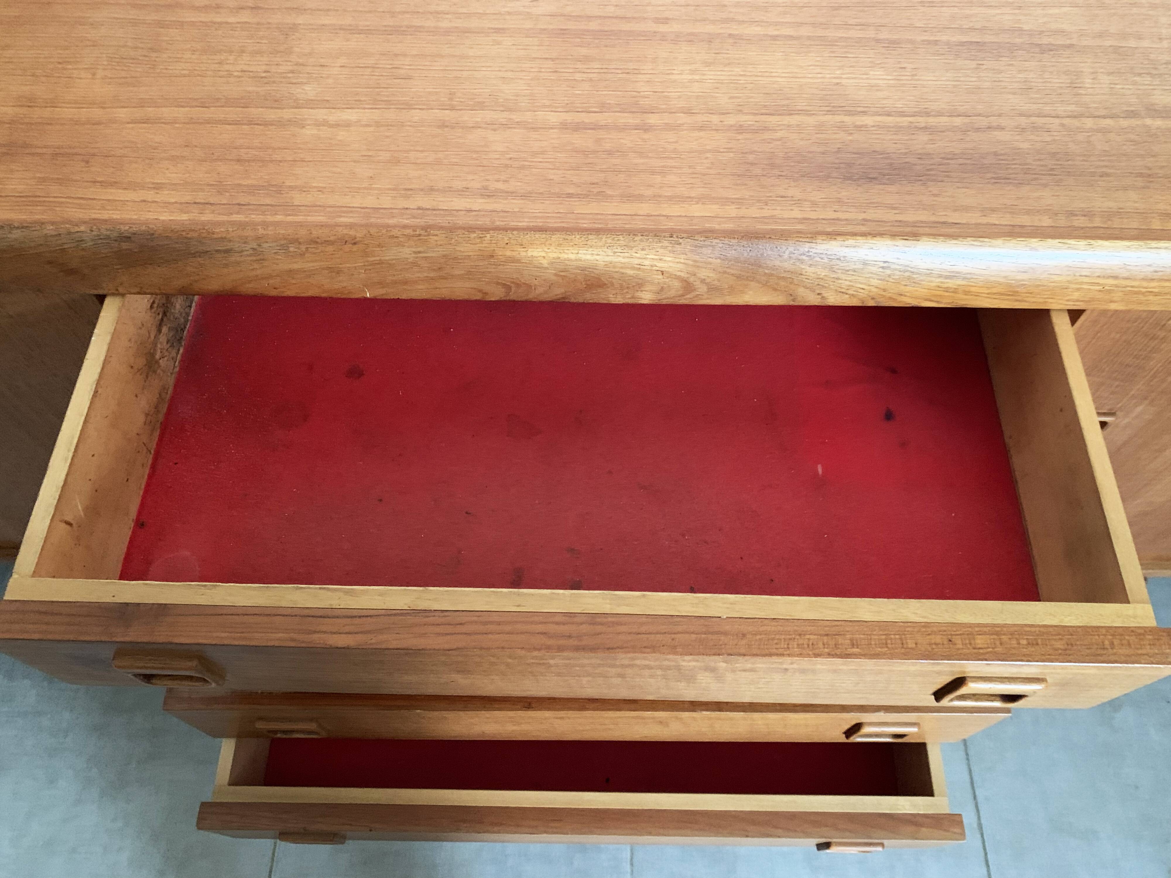 Large Danish vintage row in blond teak from the 60s