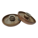 Pair of stoneware candlesticks