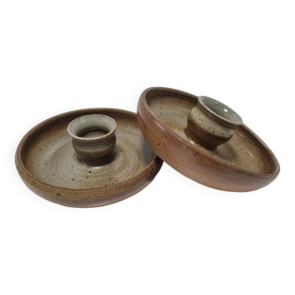 Duo of sandstone candle holders
