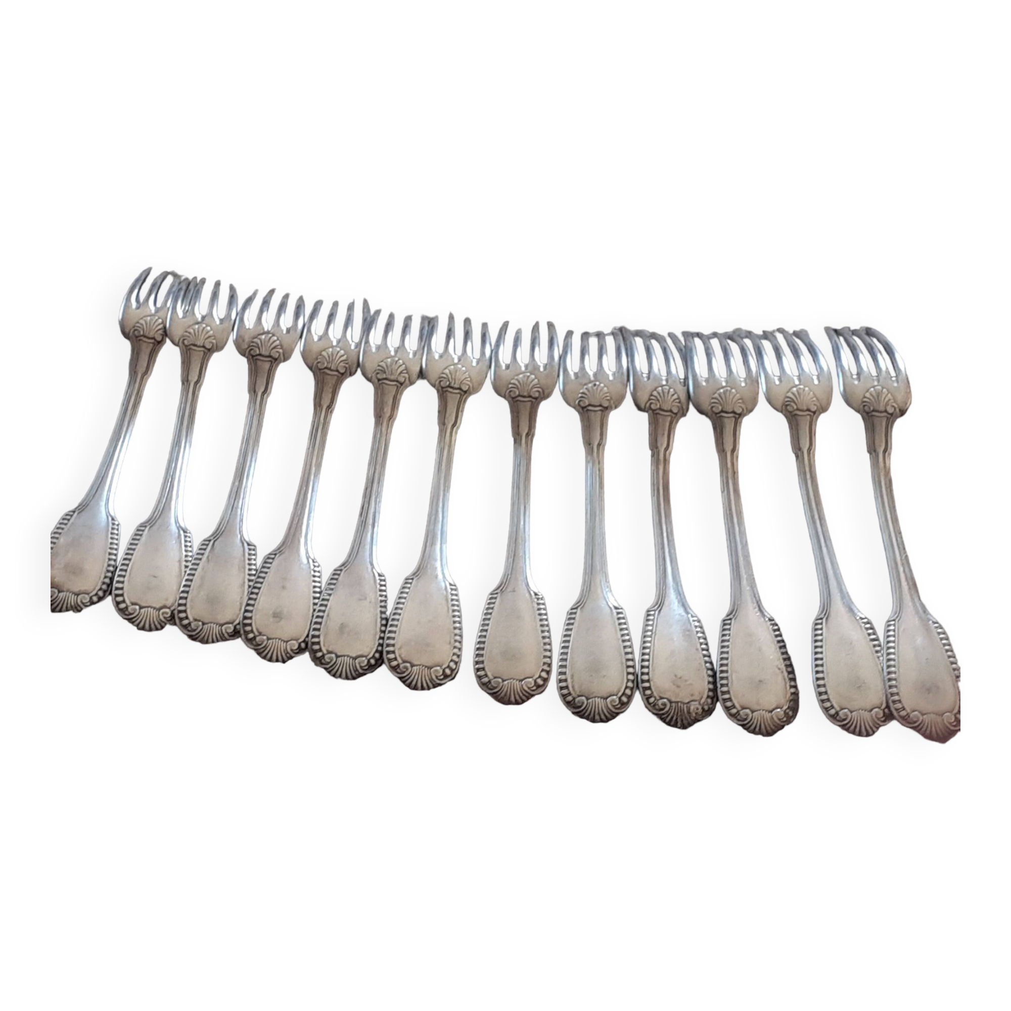 Lot de 12 fourchettes en métal argenté