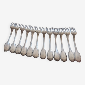 Set of 12 silver-plated forks