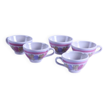 Set of 5 cups or bowls of vintage Brittany cider